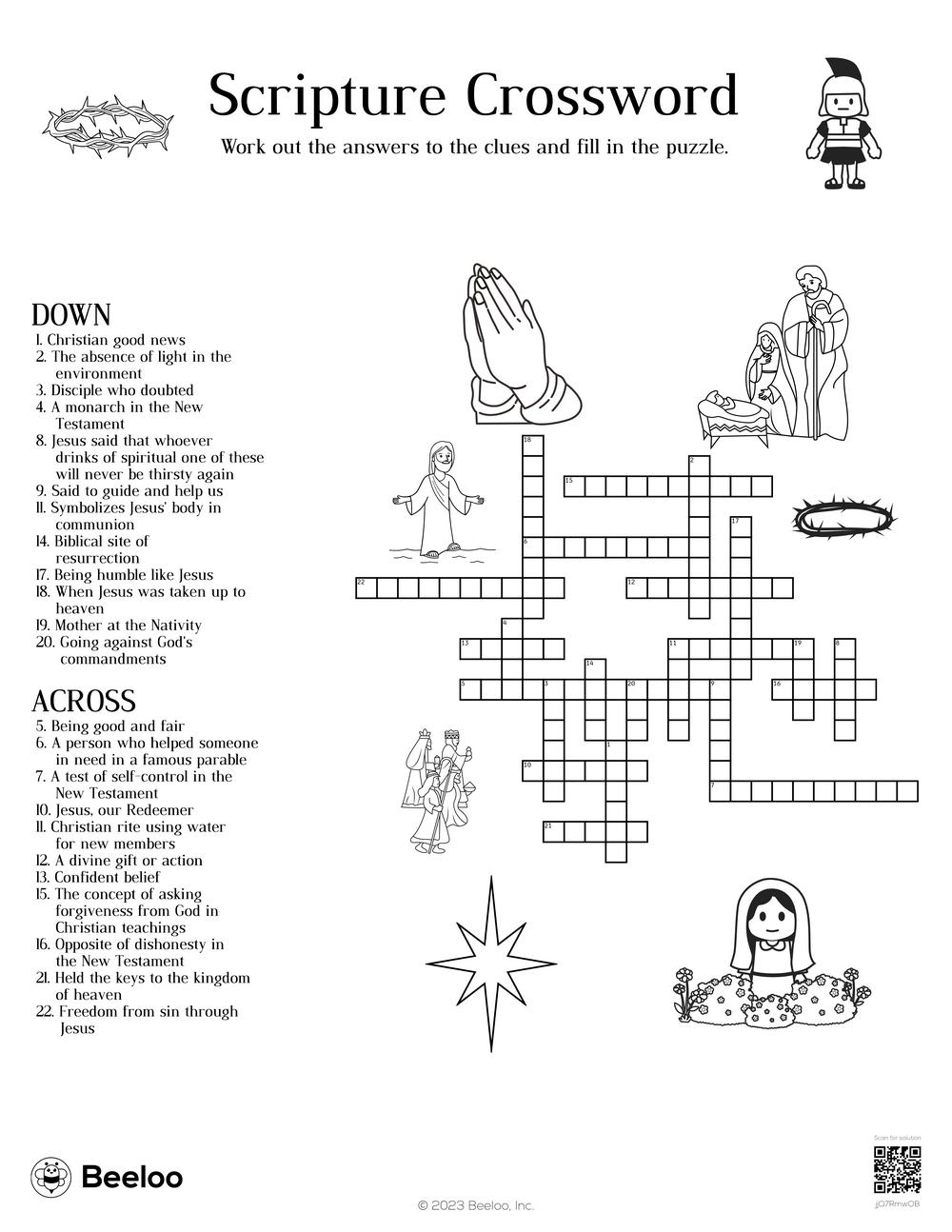 Scripture Crossword Beeloo Printable Crafts And Activities For Kids