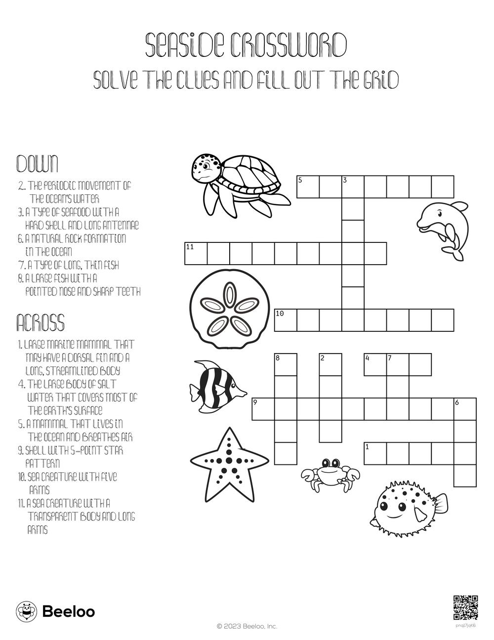 Seaside Crossword Beeloo Printable Crafts And Activities For Kids Seaside Crossword Beeloo Printable Crafts And Activities For Kids