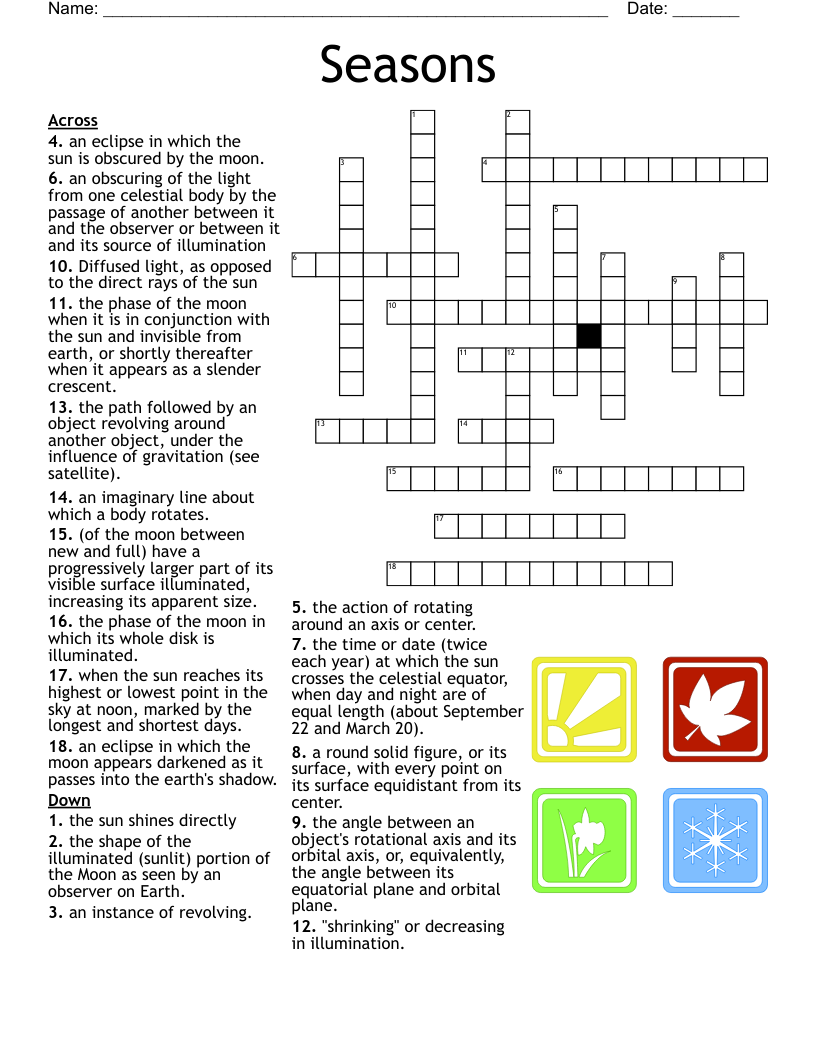 Seasons Crossword WordMint Seasons Crossword WordMint