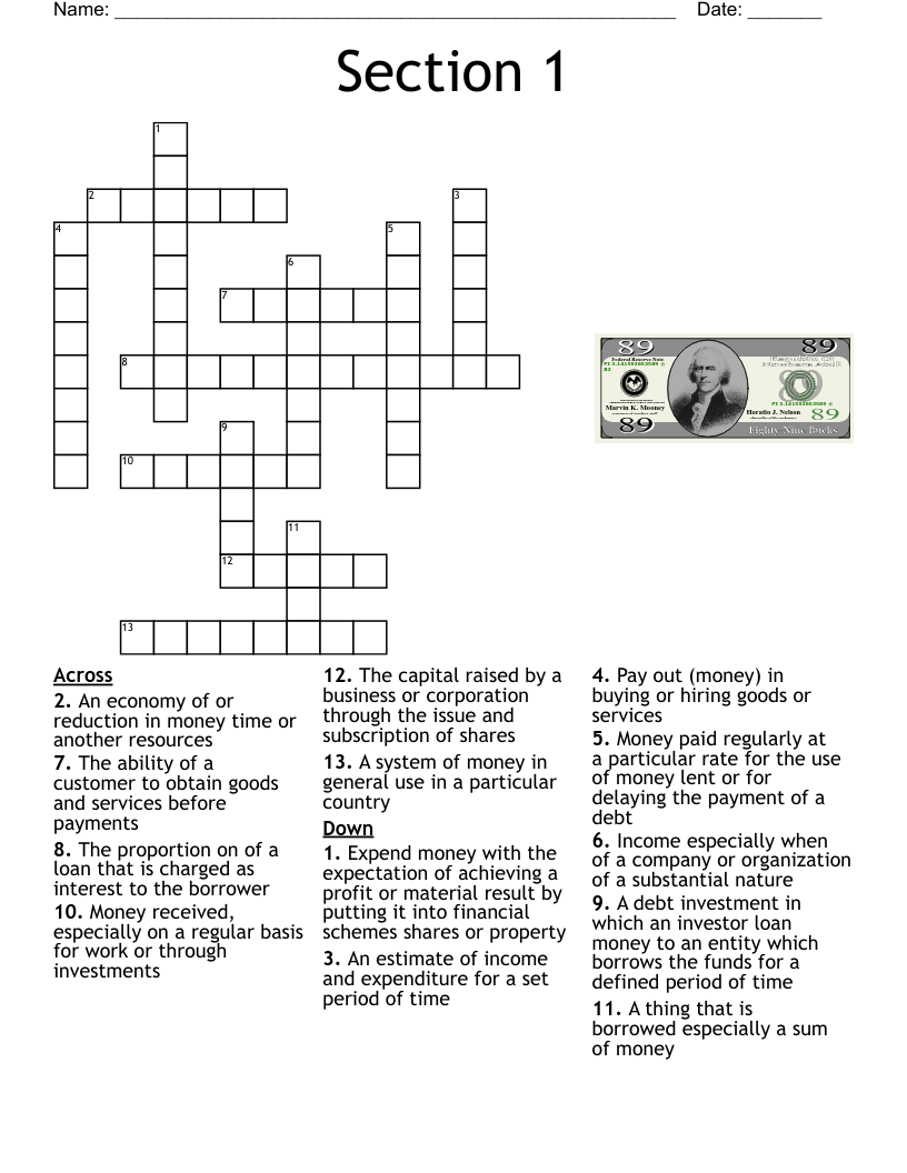 Section 1 Crossword WordMint