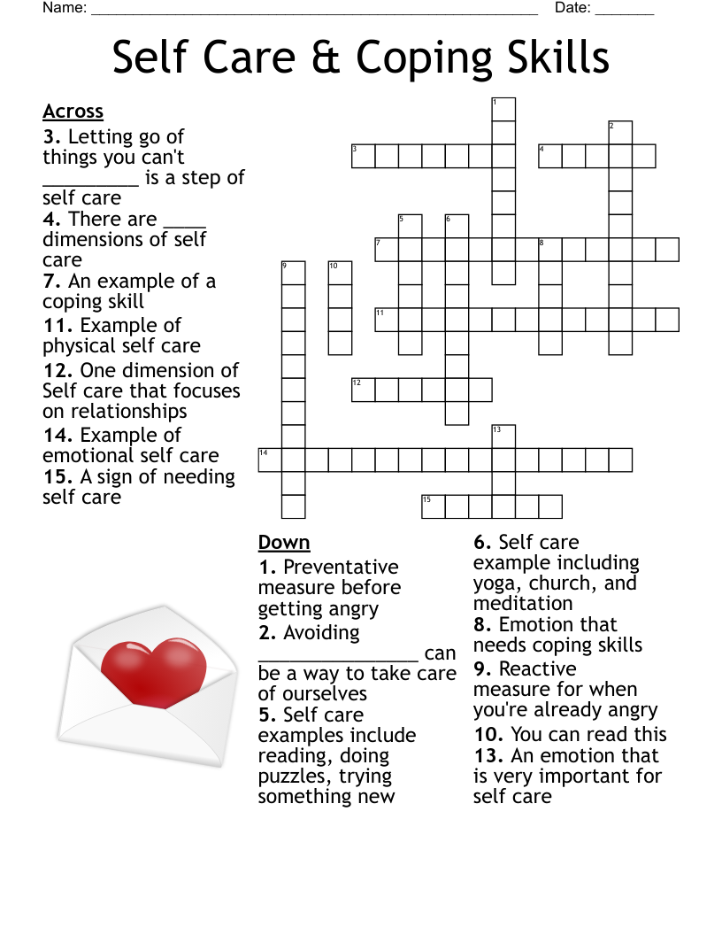 Self Care Coping Skills Crossword WordMint Self Care Coping Skills Crossword WordMint