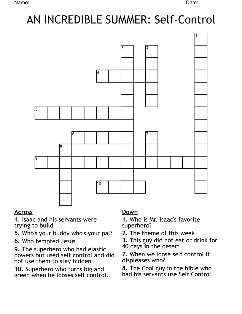 Self Control Crossword Clue Self Control Crossword Clue