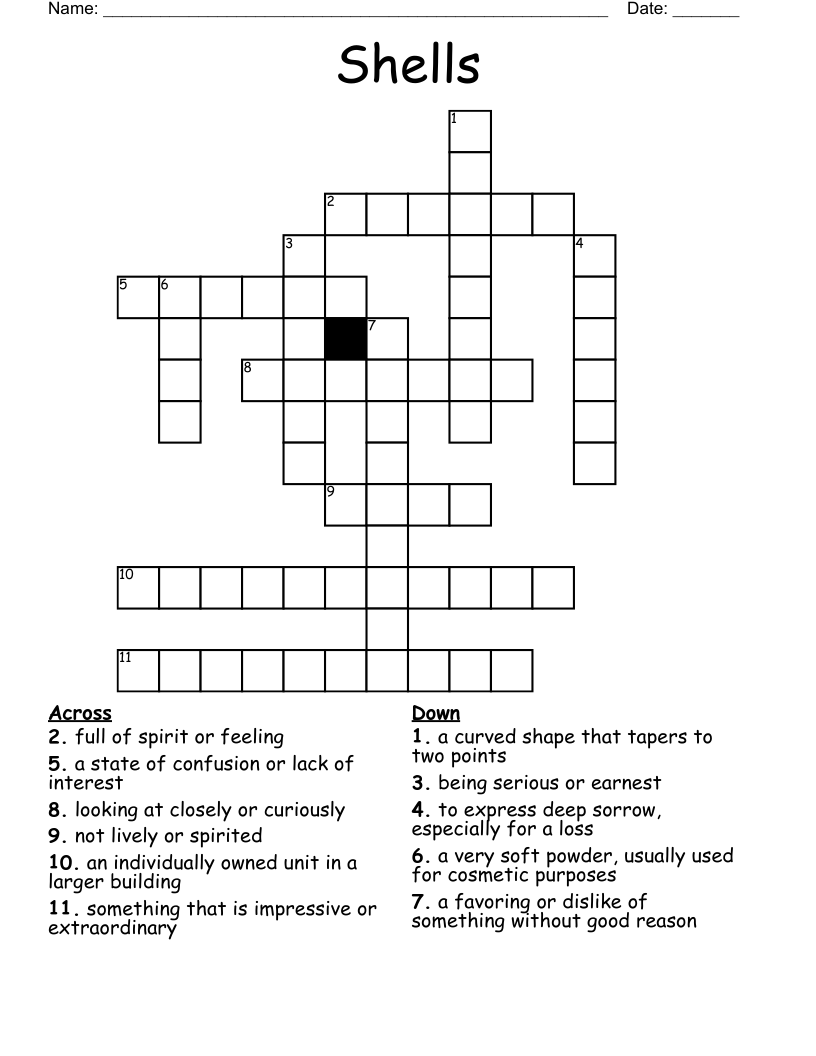 Shells Crossword WordMint Shells Crossword WordMint