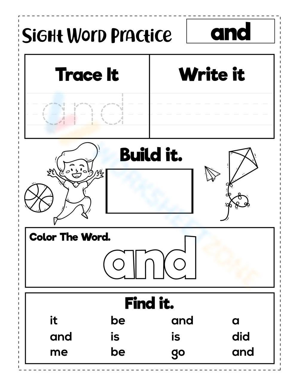 Sight Word and Worksheet Sight Word and Worksheet