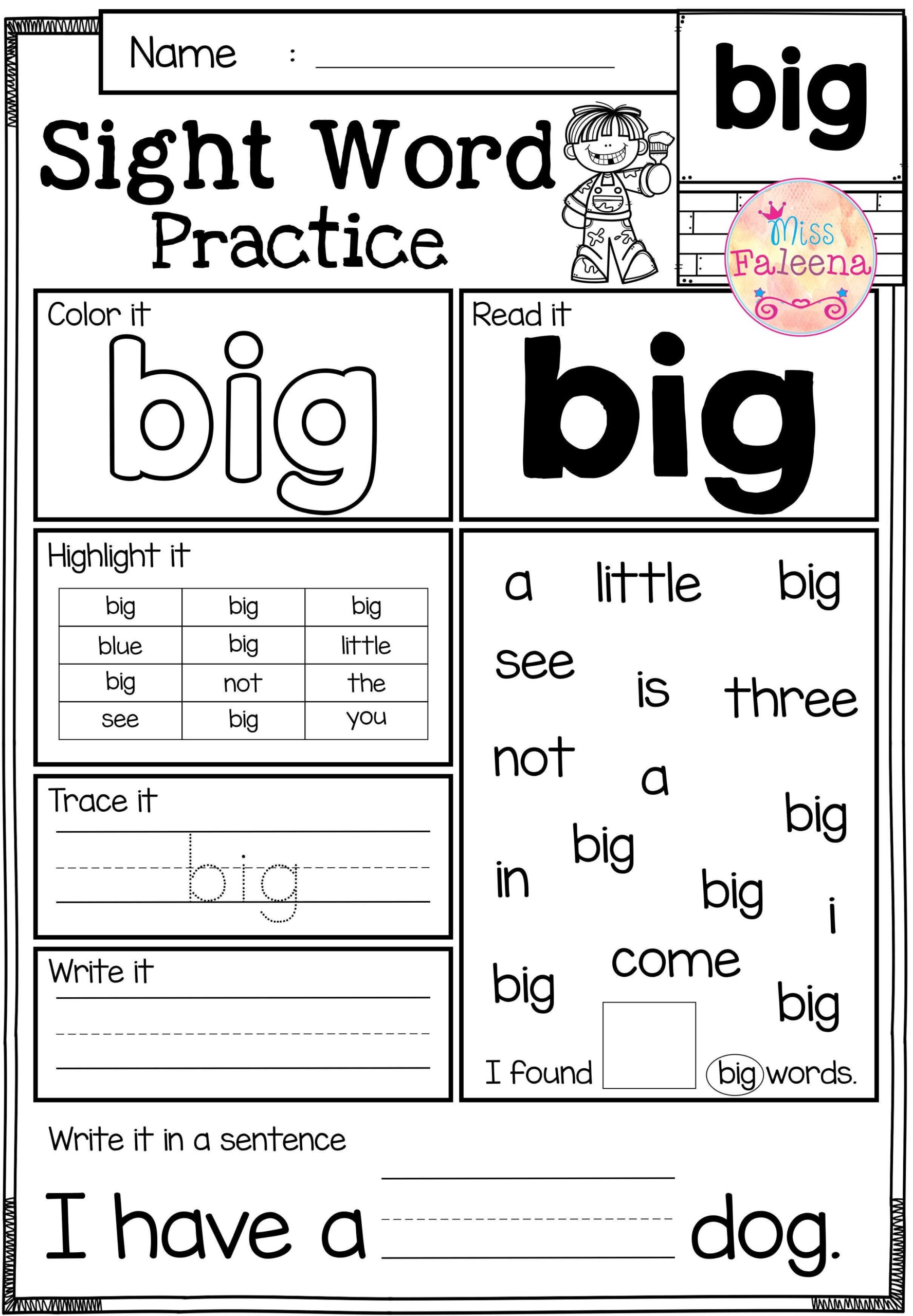 sight word is worksheet sight word is worksheet
