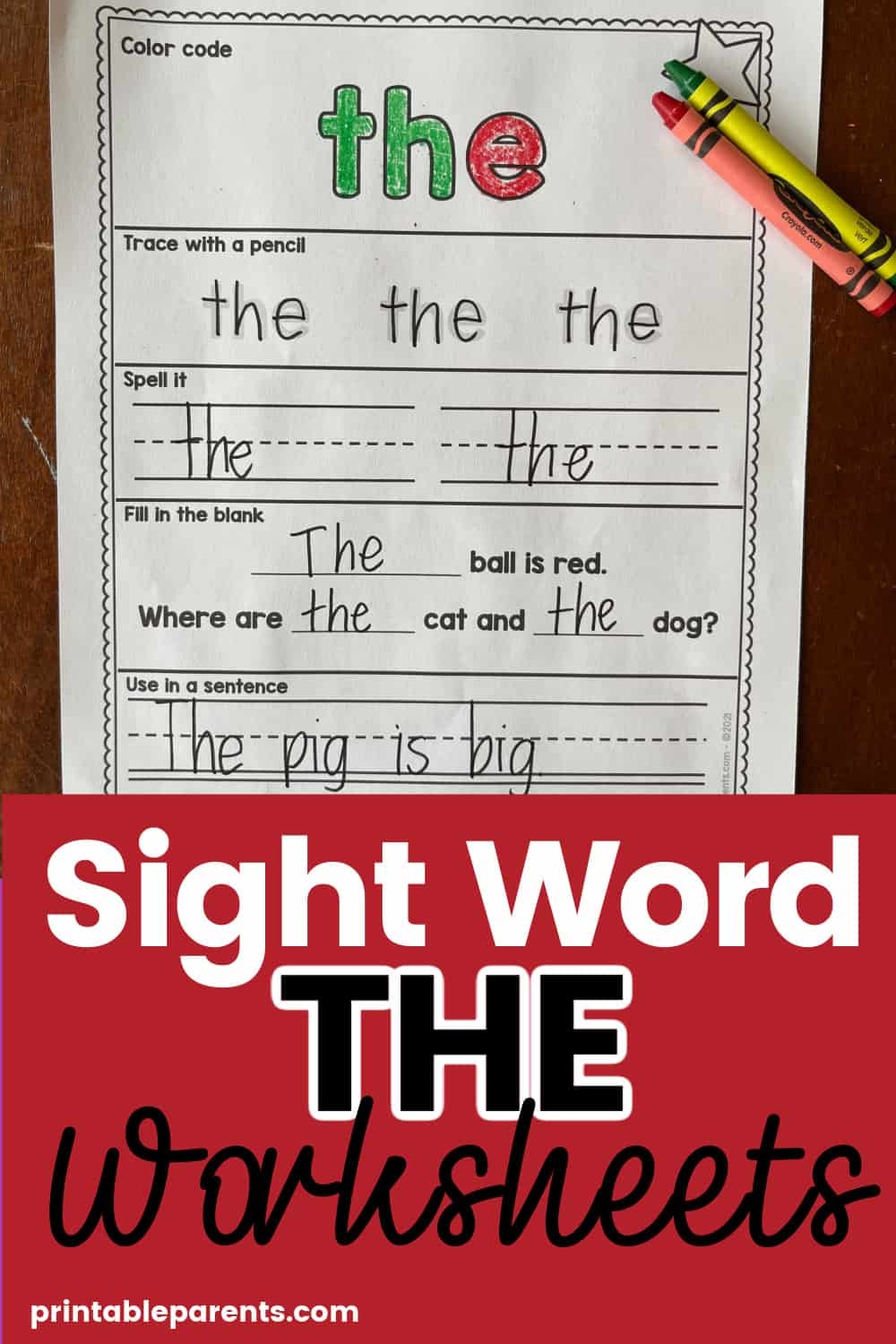 Sight Word The Worksheets Printable Parents Sight Word The Worksheets Printable Parents
