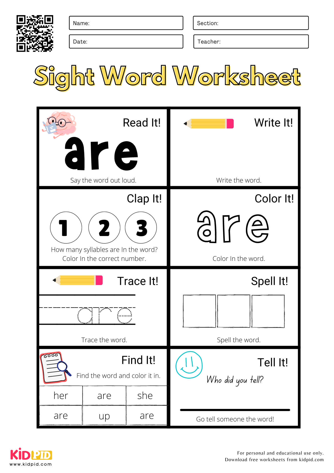 Sight Word Worksheets For Kindergarten Kidpid Sight Word Worksheets For Kindergarten Kidpid