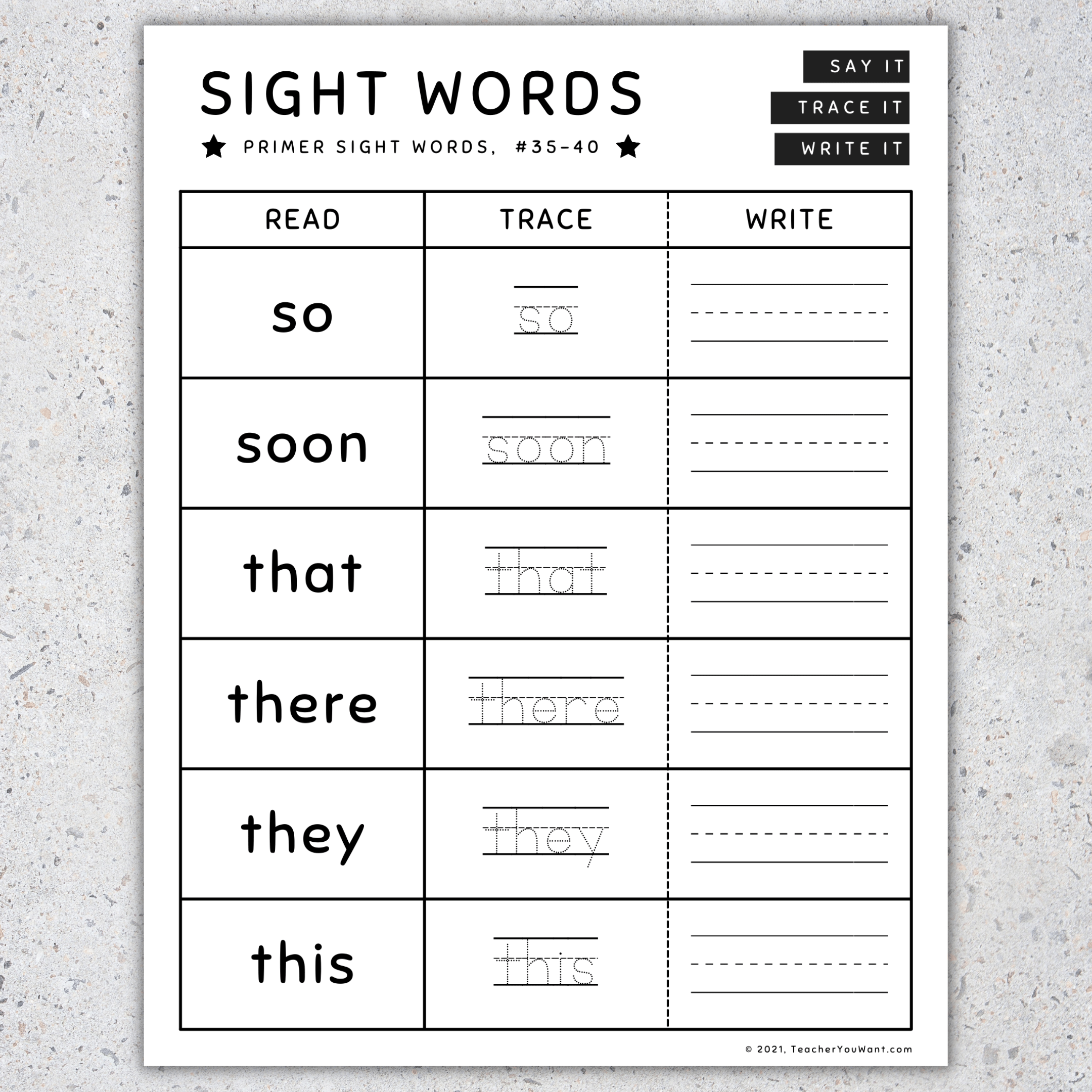 Sight Words Read Trace And Write Worksheets Pre K To 1st Grade SET 4 Made By Teachers