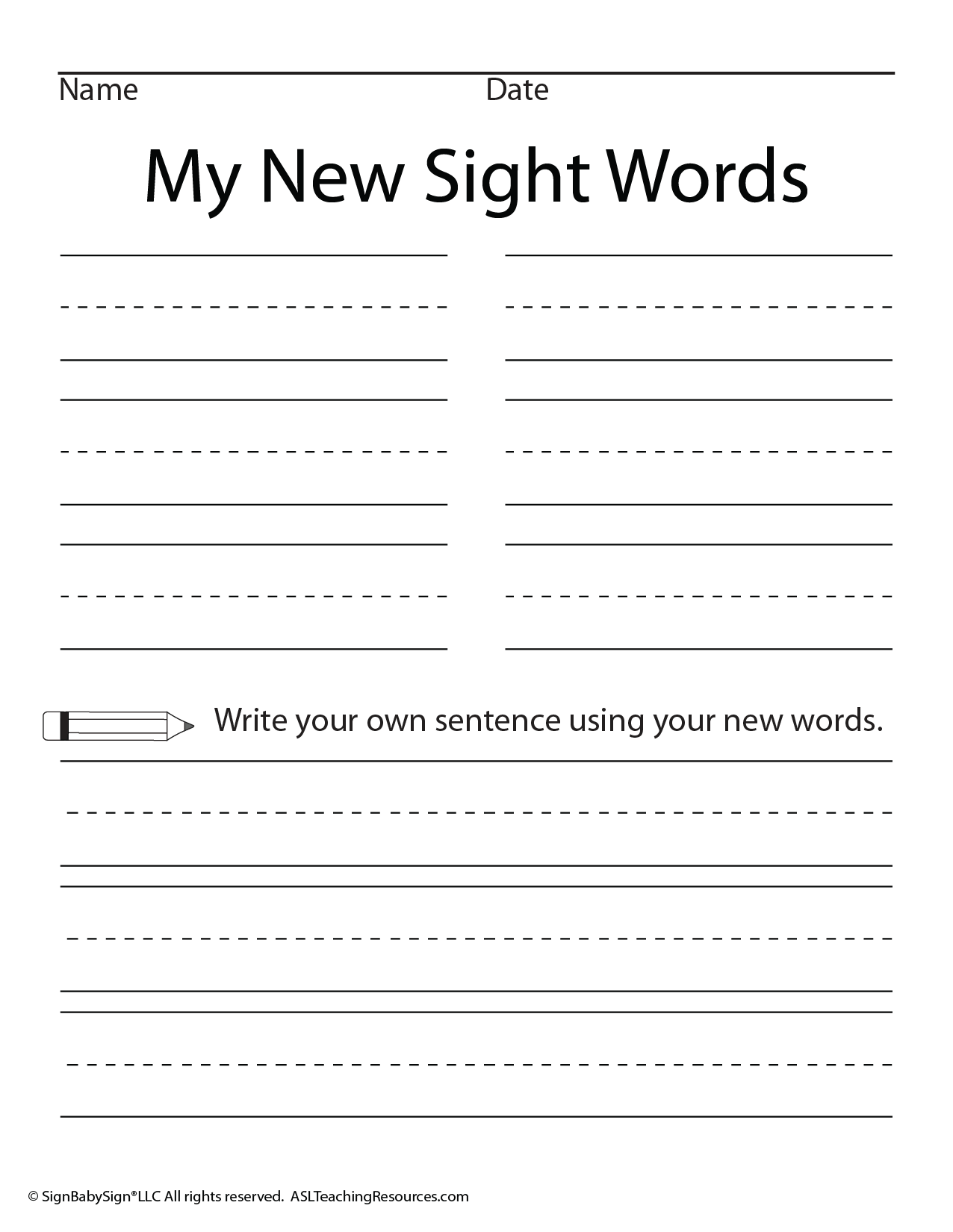 Sight Words Worksheets THREE BIG RED ASL Teaching Resources Sight Words Worksheets THREE BIG RED ASL Teaching Resources