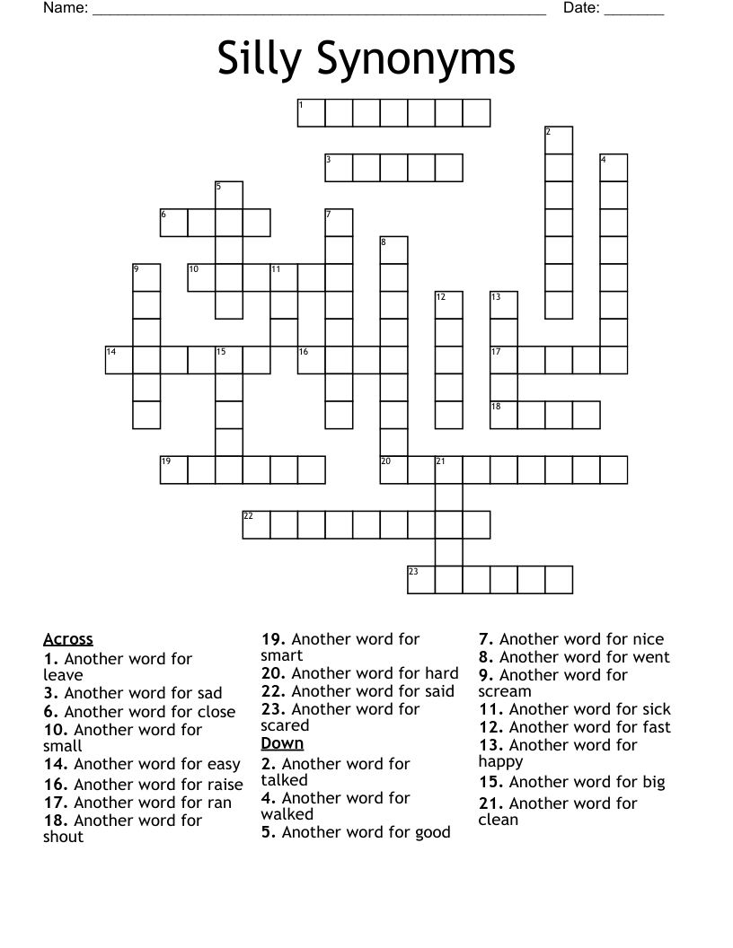 Silly Synonyms Crossword WordMint Silly Synonyms Crossword WordMint