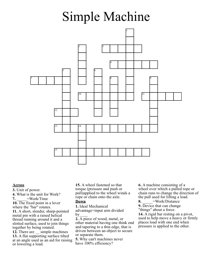 Simple Machine Crossword WordMint Simple Machine Crossword WordMint