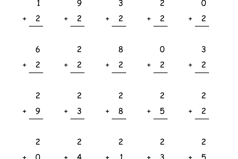 One Digit Addition Worksheets