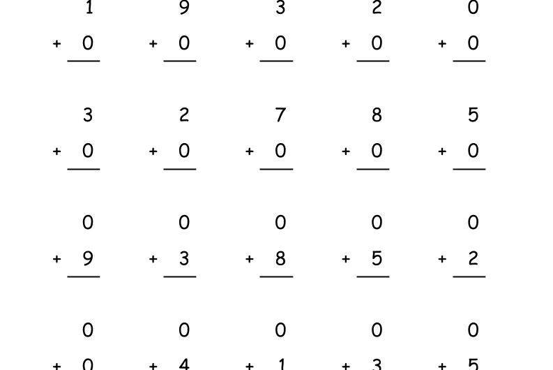 Single Digit Addition Worksheets
