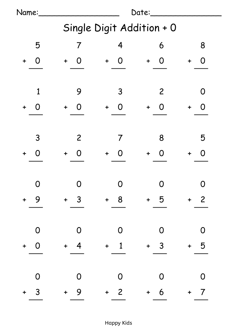 Single Digit Addition 0 To 10 Kindergarten Primar Made By Teachers