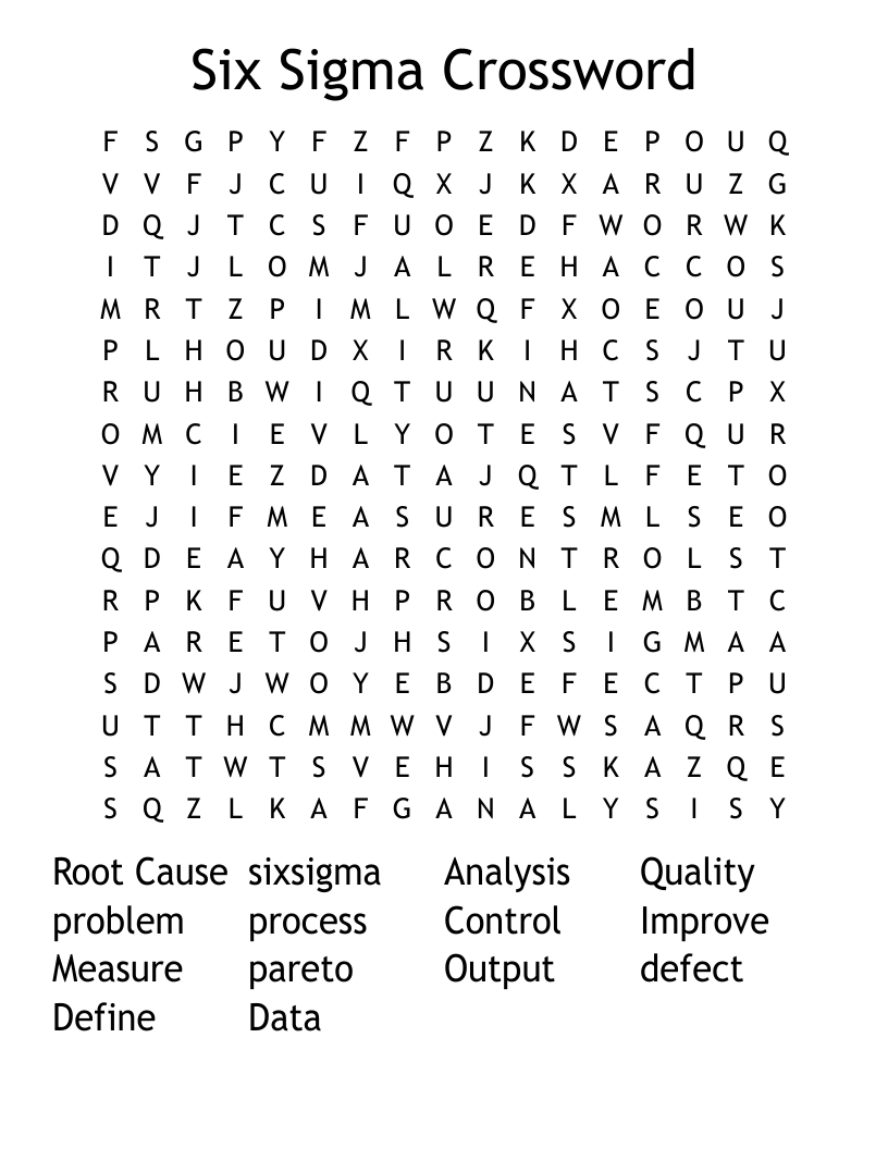 Six Sigma Crossword Word Search WordMint Six Sigma Crossword Word Search WordMint