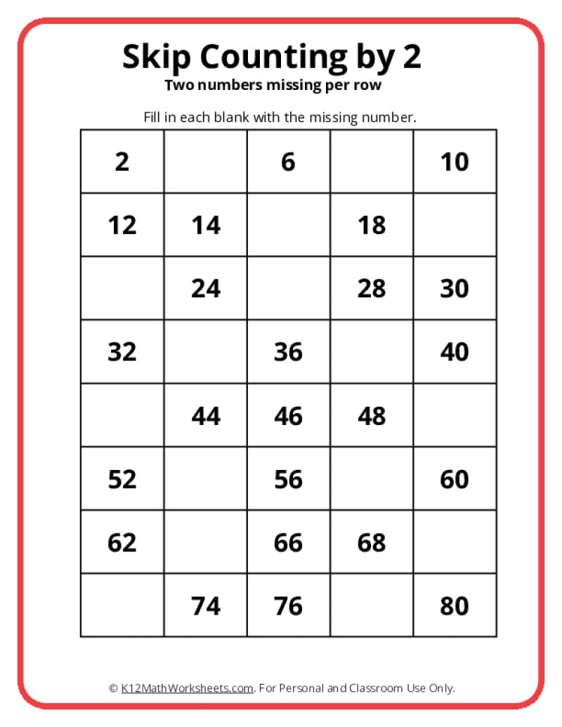 Skip Counting By 2 Worksheets K12 Math Worksheets Skip Counting By 2 Worksheets K12 Math Worksheets