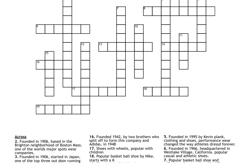 Major Brand Of Athletic Shoes Crossword