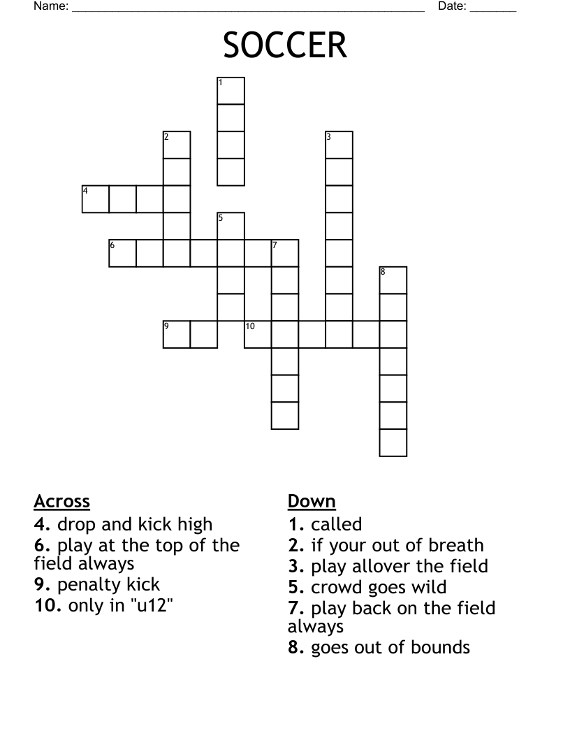 SOCCER Crossword WordMint SOCCER Crossword WordMint
