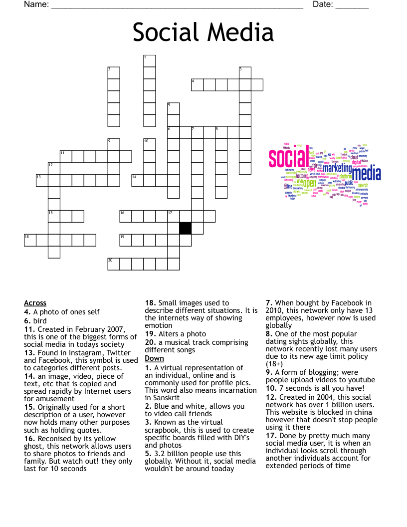 Social Media Crossword WordMint Social Media Crossword WordMint