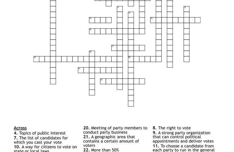 List Of Candidates Crossword Clue