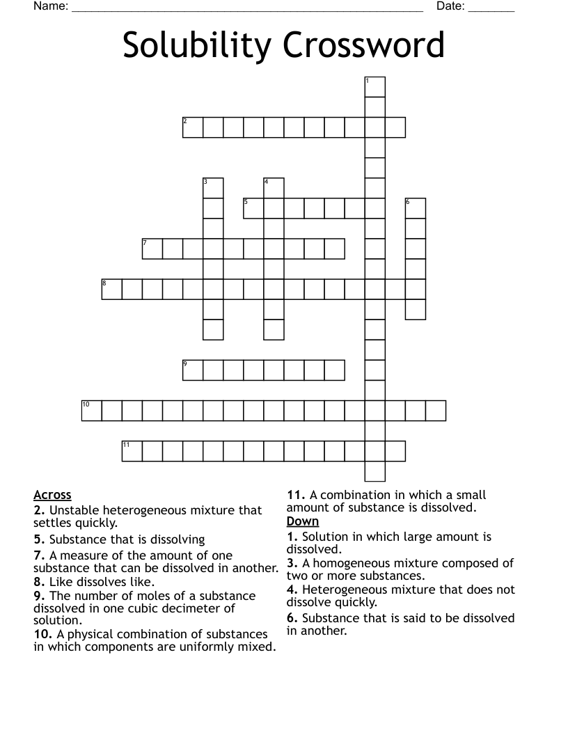 Solubility Crossword WordMint Solubility Crossword WordMint