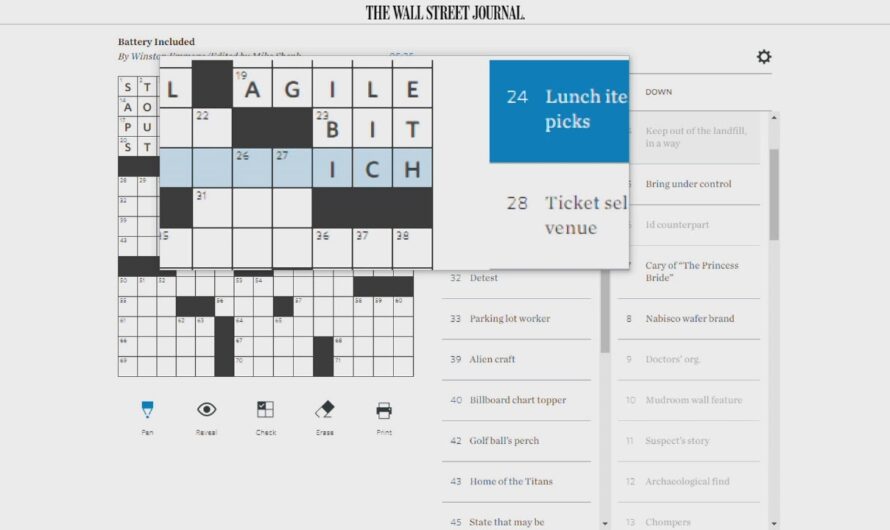 Wall St Journal Crossword Puzzle Answers