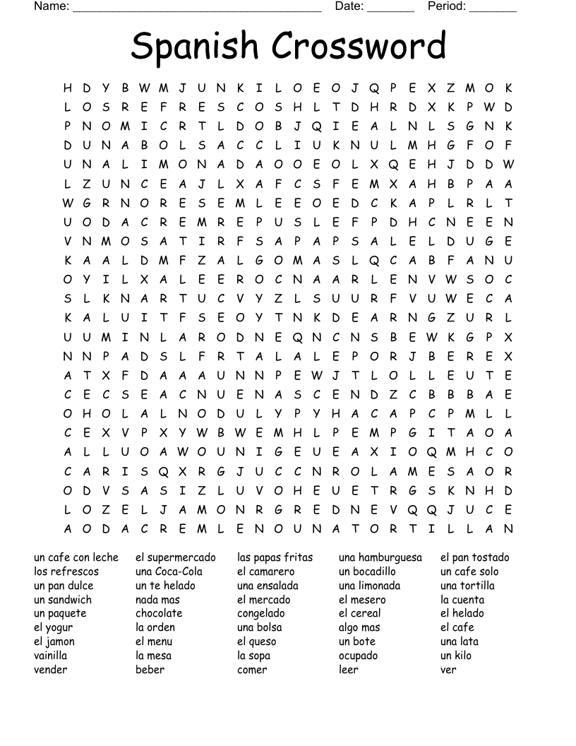Spanish Crossword Word Search WordMint Spanish Crossword Word Search WordMint