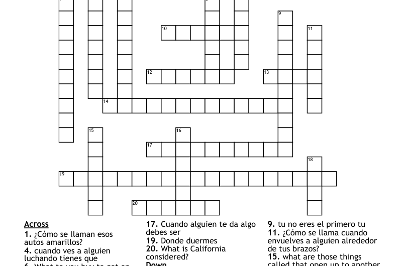 Those In Spanish Crossword