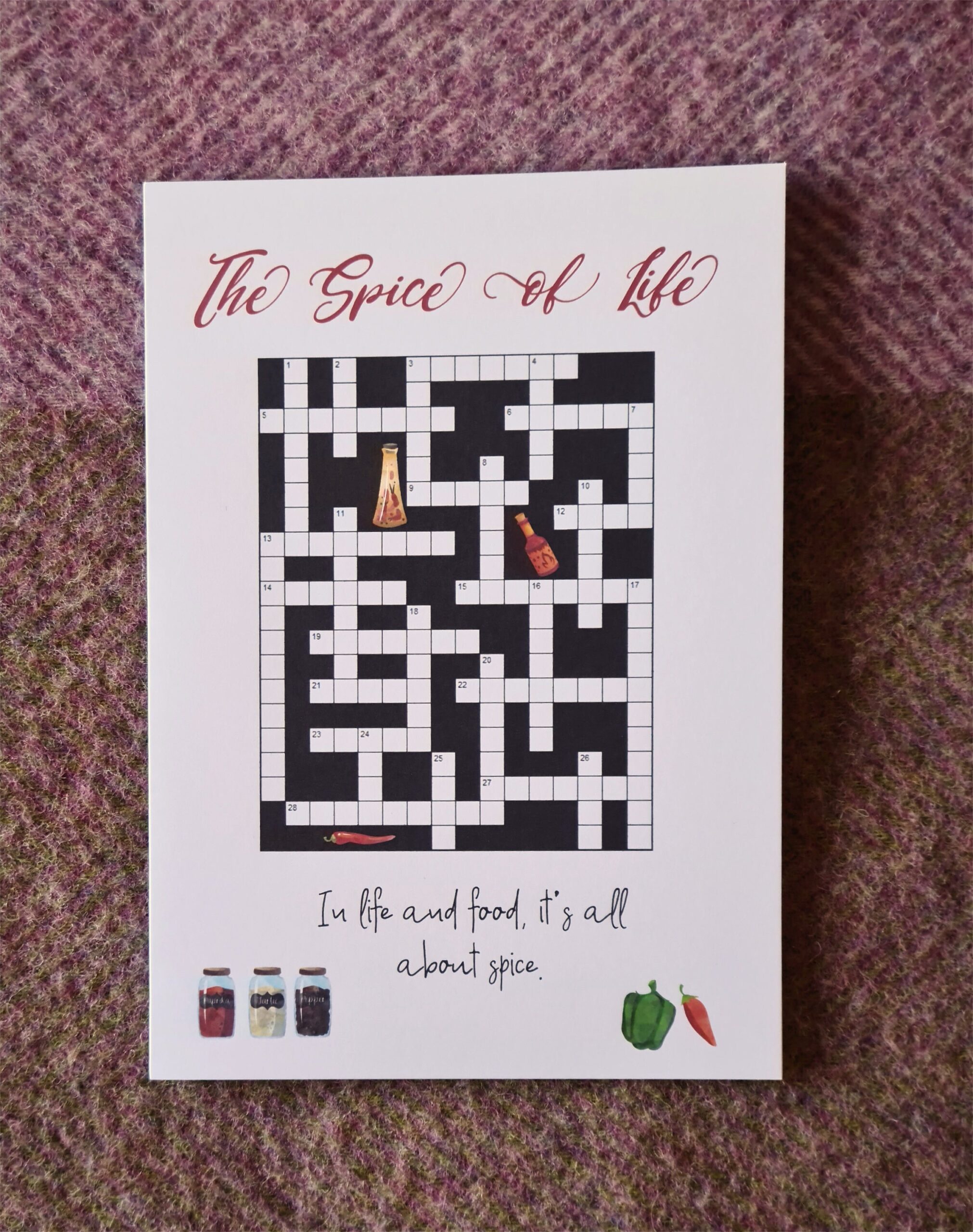 Spice Of Life Crossword Card Spices Themed Crossword Puzzle Greetings Card Etsy UK