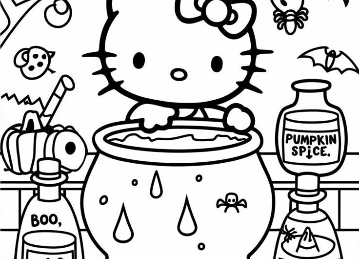 Hello Kitty Halloween Coloring Page
