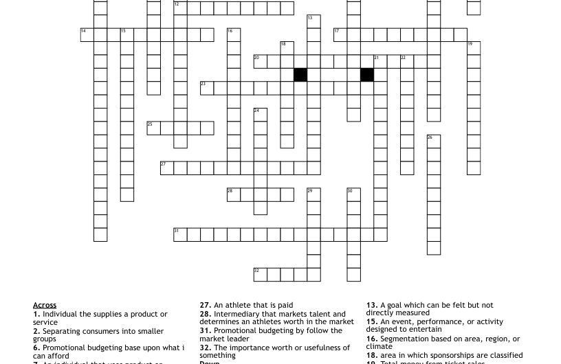 Sponsorship Crossword Puzzle Clue