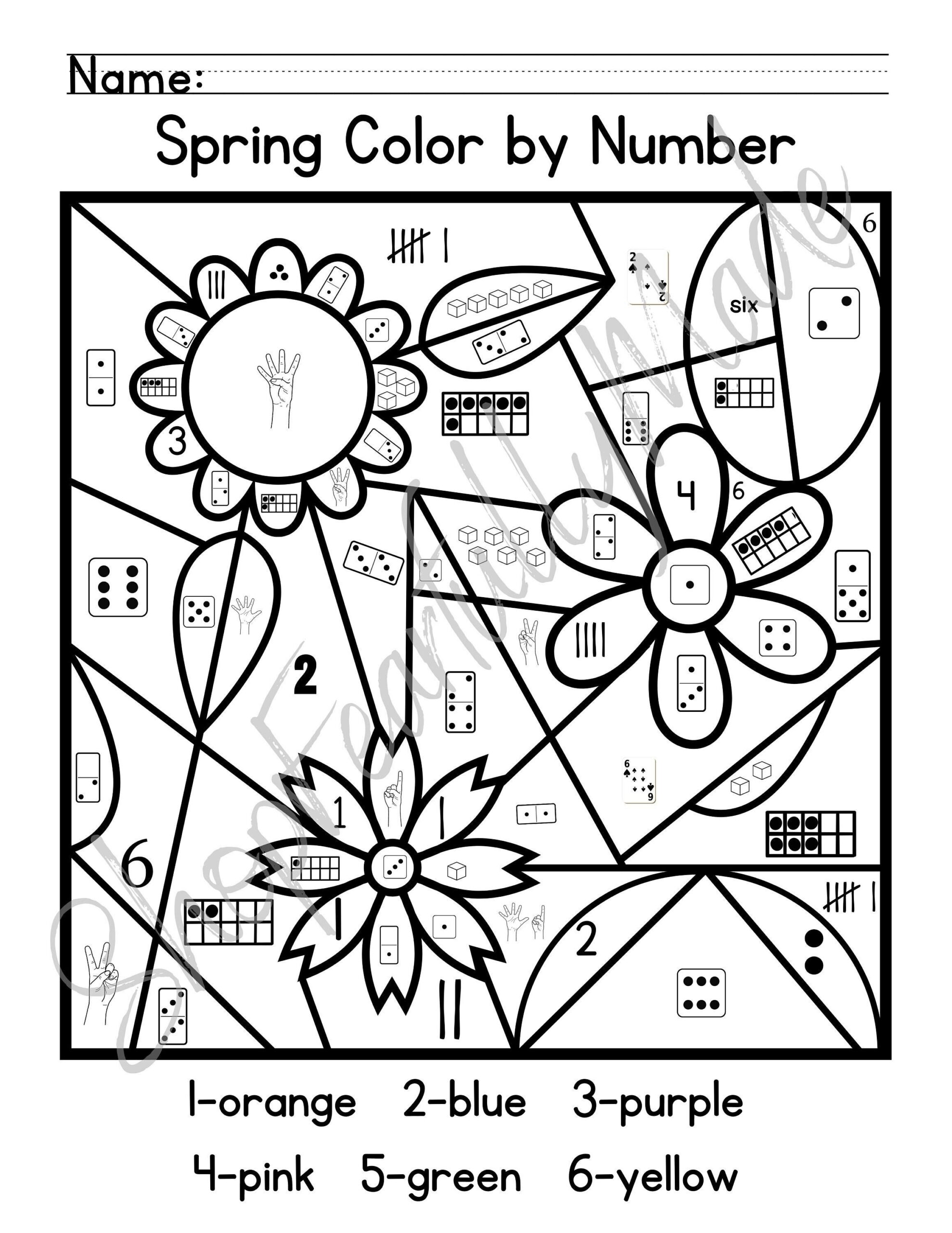 Spring Color By Number Subitizing Etsy Spring Color By Number Subitizing Etsy