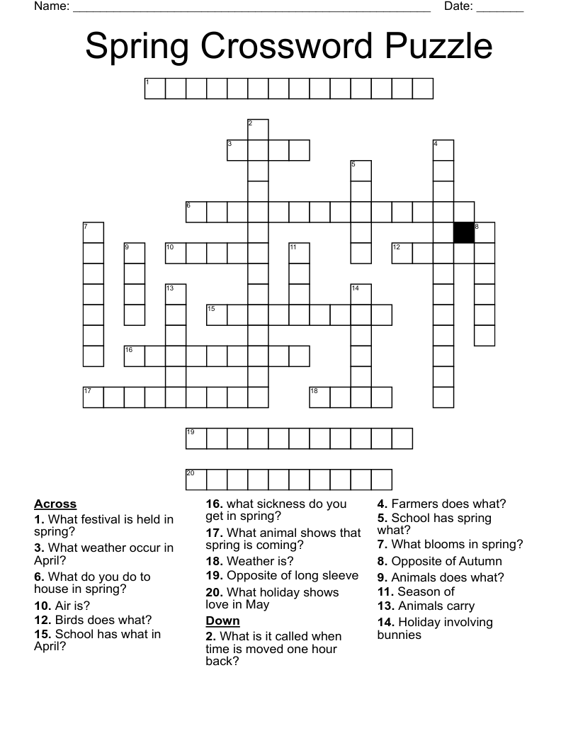 Spring Crossword Puzzle WordMint