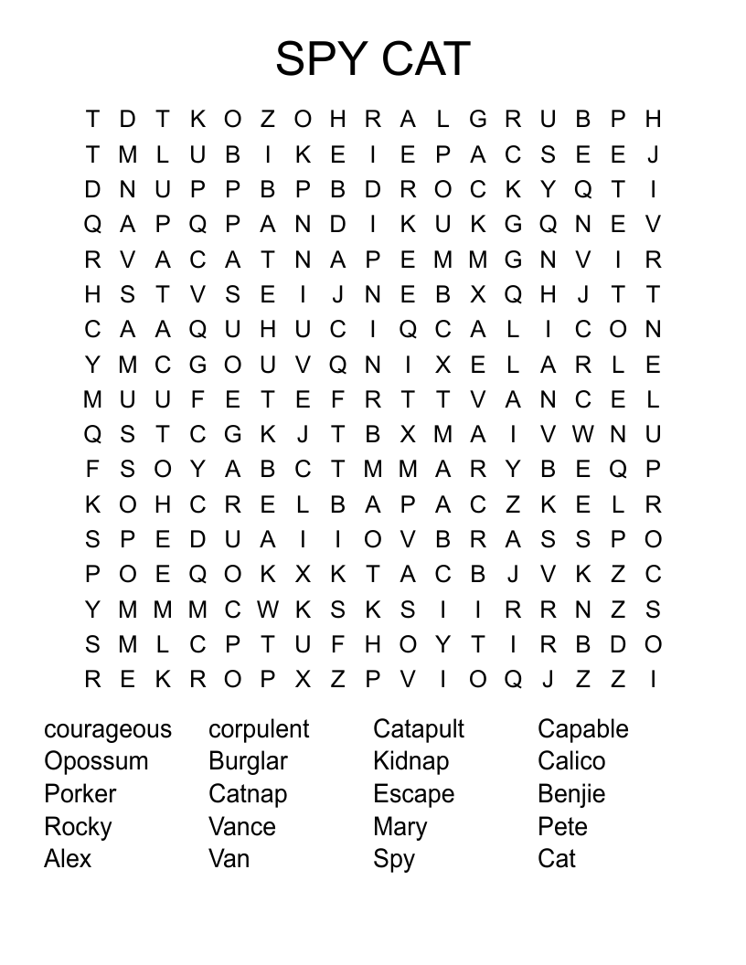 SPY CAT Word Search WordMint SPY CAT Word Search WordMint