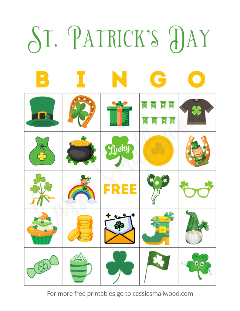 St Patrick s Day Bingo FREE PRINTABLE Cassie Smallwood St Patrick s Day Bingo FREE PRINTABLE Cassie Smallwood
