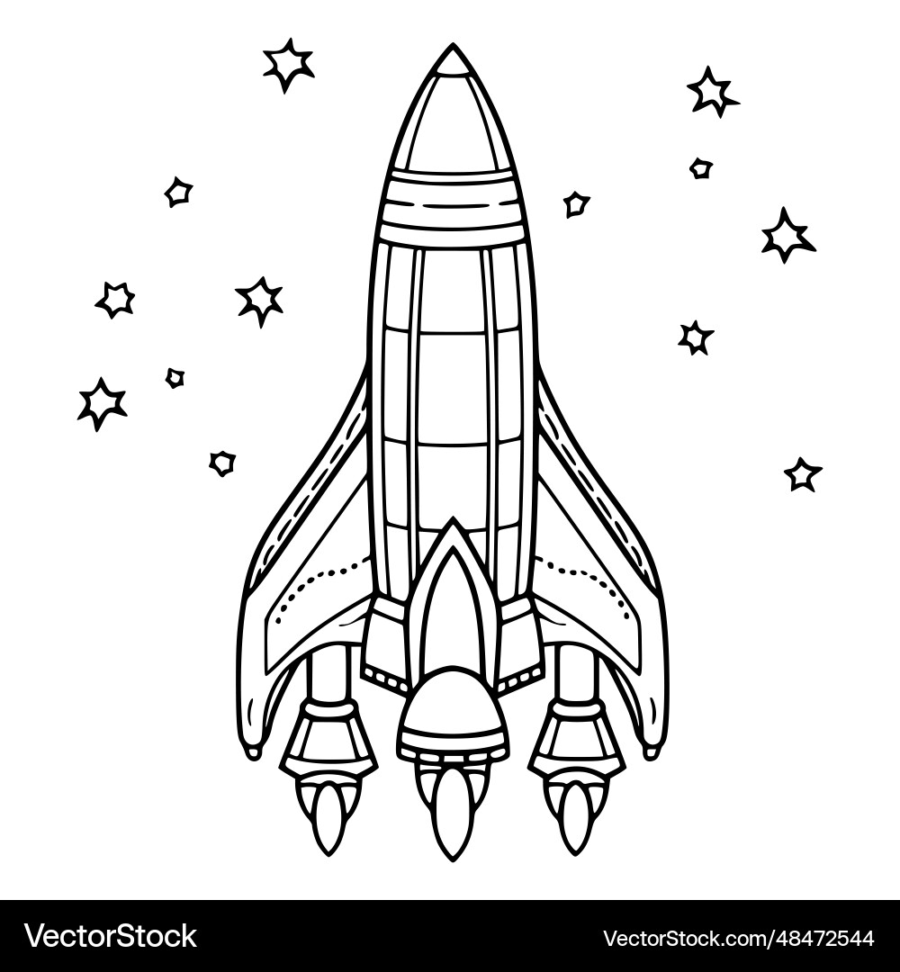 Starship Or Rocket With Pilot Coloring Page Vector Image Starship Or Rocket With Pilot Coloring Page Vector Image