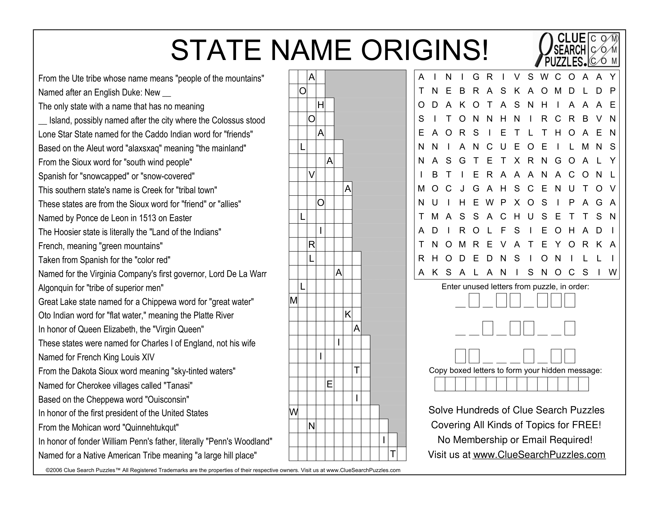 STATE NAME ORIGINS TRIVIA QUIZ