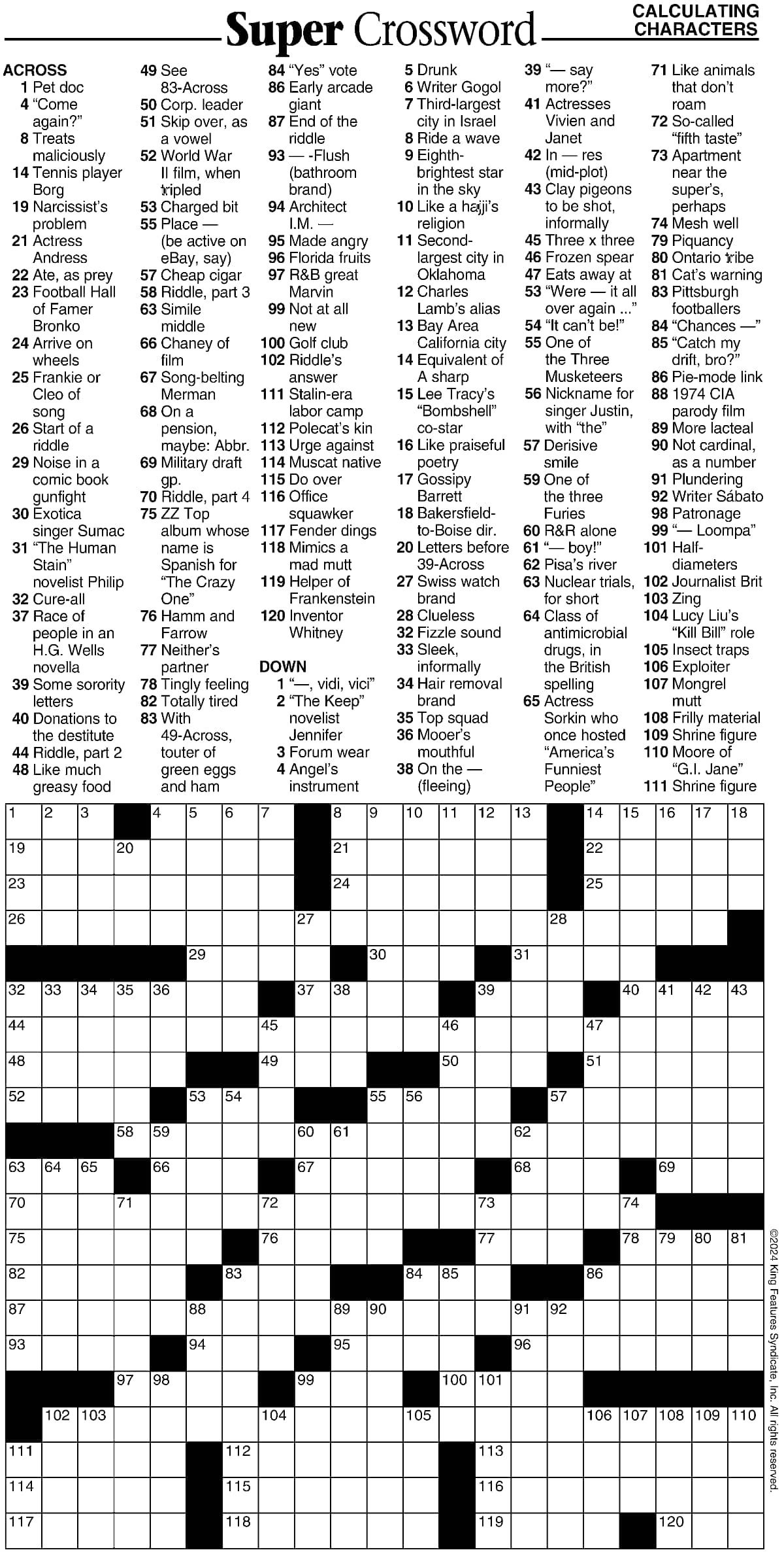 Super Crossword Calculating Characters Your West Central Voice Super Crossword Calculating Characters Your West Central Voice