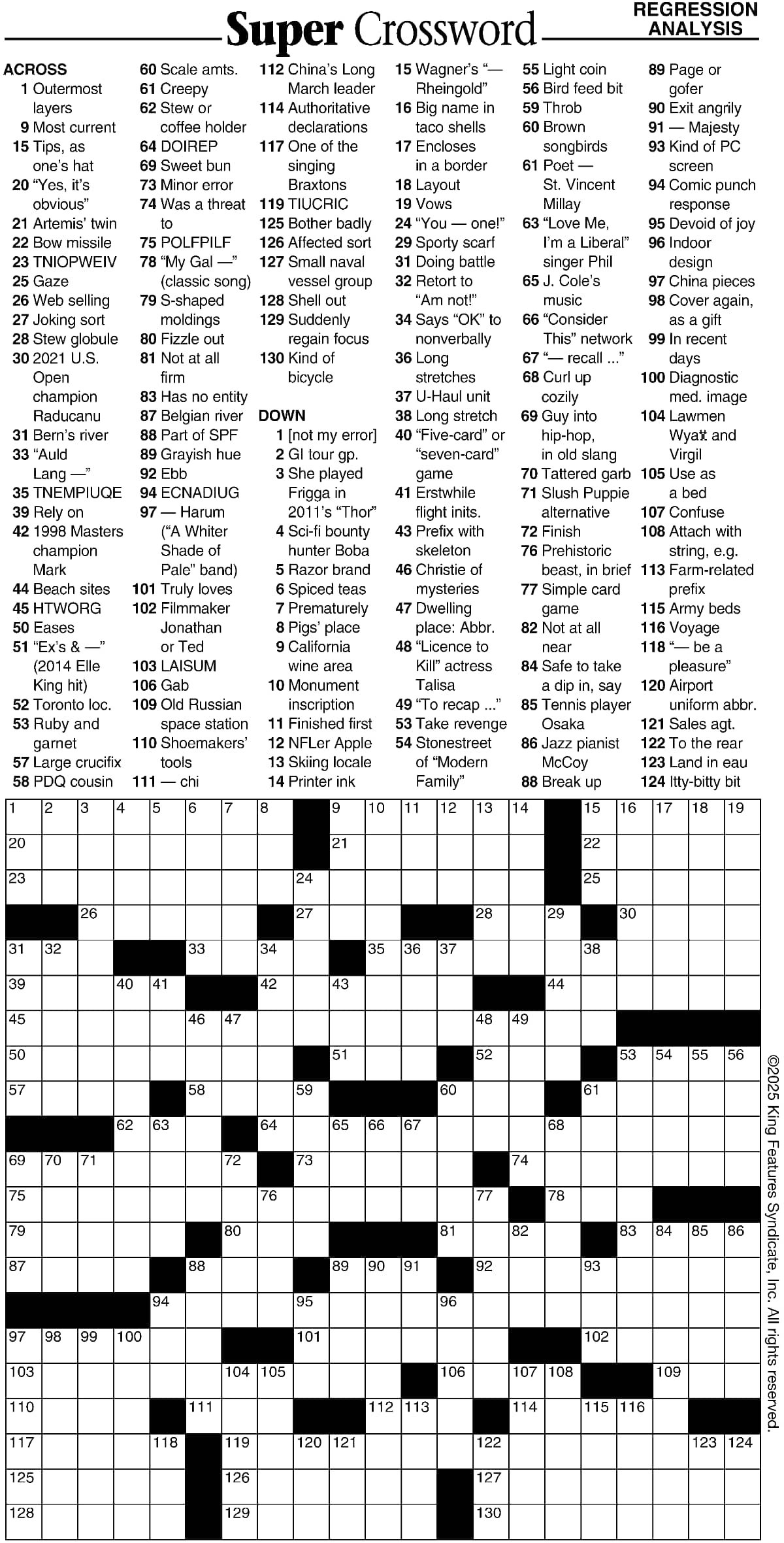 Super Crossword Regression Analysis Your West Central Voice Super Crossword Regression Analysis Your West Central Voice