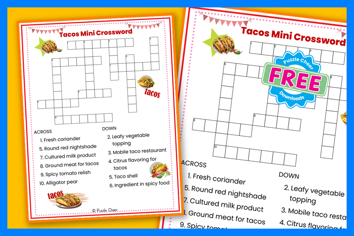 Tacos Mini Crossword Puzzle Puzzle Cheer