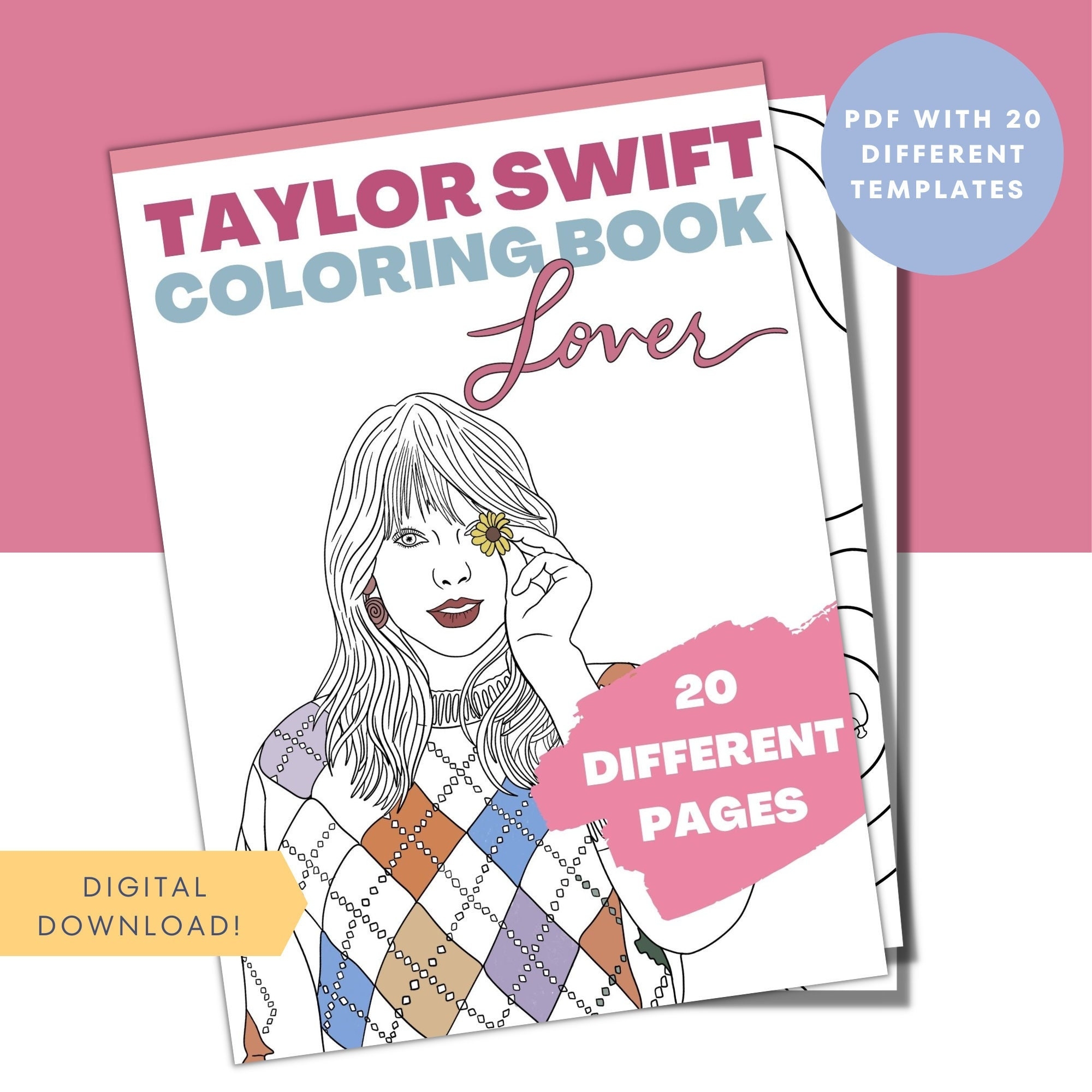 Taylor Swift Coloring Book Taylor Swift Lover Coloring Pages Coloring Book Pdf Digital Download Printable Coloring Pages Etsy
