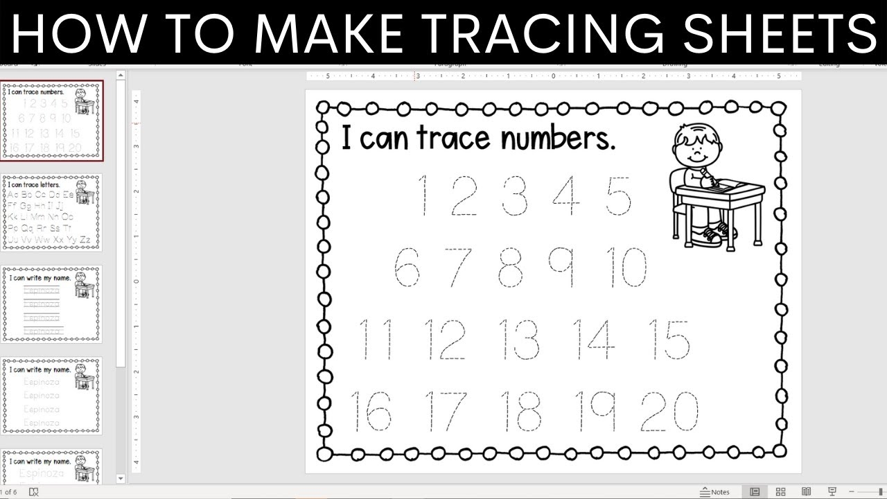 Teacher PowerPoint Tutorial How To Make Your Own Tracing Worksheets Download Free Tracing Fonts YouTube