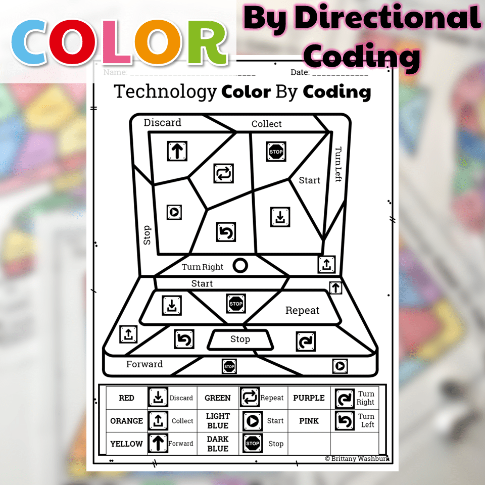 Technology Color By Code Worksheets Bundle 