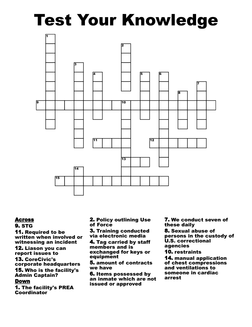 Test Your Knowledge Crossword WordMint Test Your Knowledge Crossword WordMint