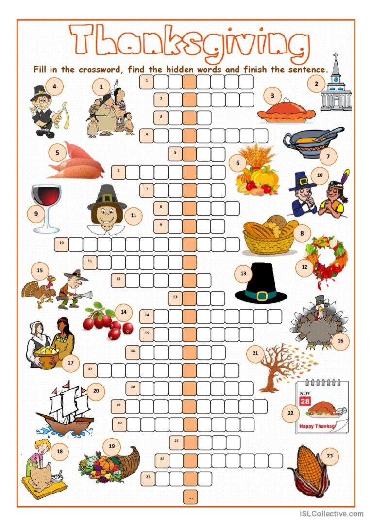 Thanksgiving Crossword Puzzl English ESL Worksheets Pdf Doc Thanksgiving Crossword Puzzl English ESL Worksheets Pdf Doc