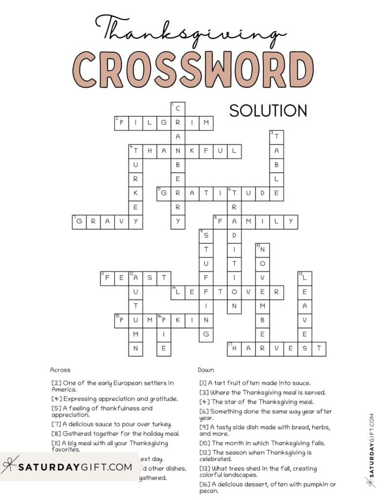 thanksgiving crossword puzzle thanksgiving crossword puzzle