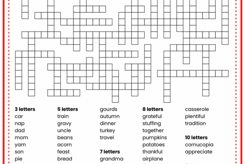 Thanksgiving Crossword Puzzle