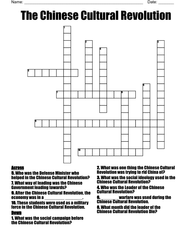 The Chinese Cultural Revolution Crossword WordMint