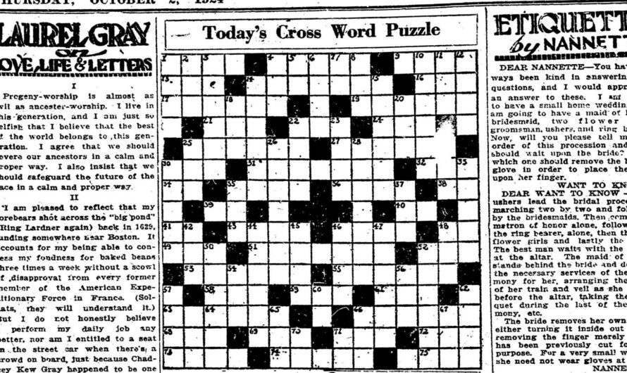 Newspaper With First Crossword