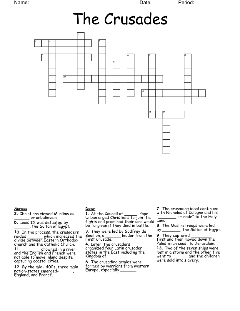 The Crusades Crossword WordMint The Crusades Crossword WordMint